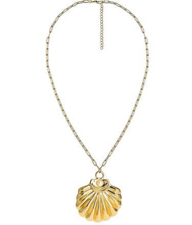 Ashley - Large Gold & Pearl Shell Charm Necklace - 18k Gold Plated - Lisi Lerch