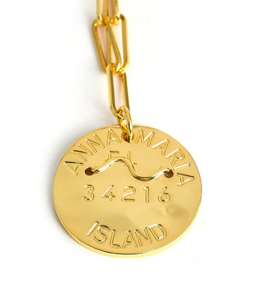 Beach Tag Charm Necklace – 18k Gold Plated - Lisi Lerch