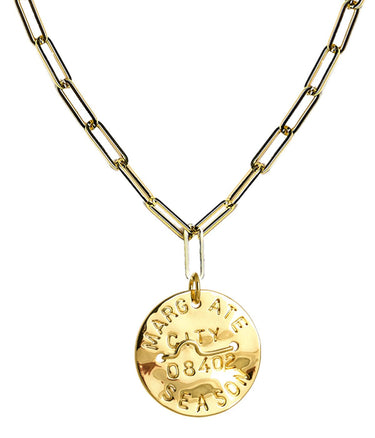 Beach Tag Charm Necklace – 18k Gold Plated - Lisi Lerch