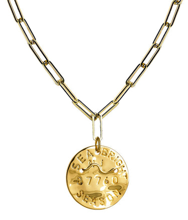 Beach Tag Charm Necklace – 18k Gold Plated - Lisi Lerch