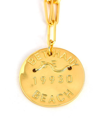 Beach Tag Charm Necklace – 18k Gold Plated - Lisi Lerch