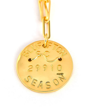 Beach Tag Charm Necklace – 18k Gold Plated - Lisi Lerch