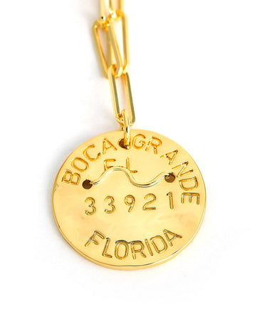 Beach Tag Charm Necklace – 18k Gold Plated - Lisi Lerch