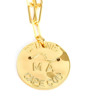 Beach Tag Charm Necklace – 18k Gold Plated - Lisi Lerch