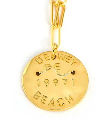Beach Tag Charm Necklace – 18k Gold Plated - Lisi Lerch