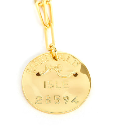 Beach Tag Charm Necklace – 18k Gold Plated - Lisi Lerch
