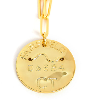 Beach Tag Charm Necklace – 18k Gold Plated - Lisi Lerch