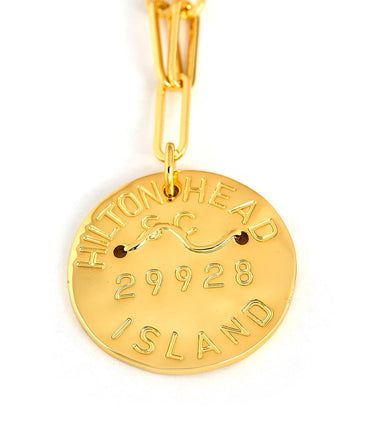 Beach Tag Charm Necklace – 18k Gold Plated - Lisi Lerch