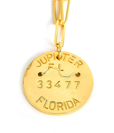 Beach Tag Charm Necklace – 18k Gold Plated - Lisi Lerch