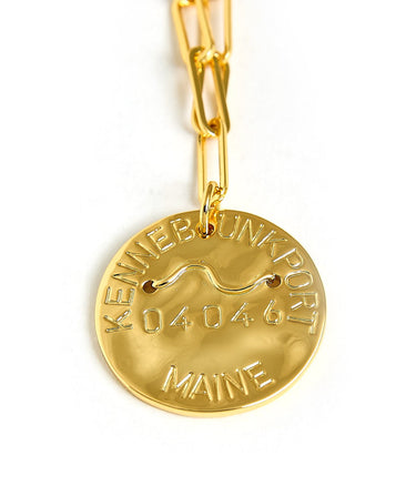 Beach Tag Charm Necklace – 18k Gold Plated - Lisi Lerch