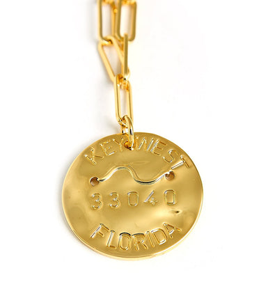 Beach Tag Charm Necklace – 18k Gold Plated - Lisi Lerch