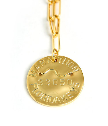 Beach Tag Charm Necklace – 18k Gold Plated - Lisi Lerch
