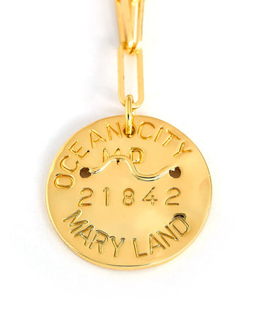 Beach Tag Charm Necklace – 18k Gold Plated - Lisi Lerch