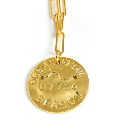 Beach Tag Charm Necklace – 18k Gold Plated - Lisi Lerch