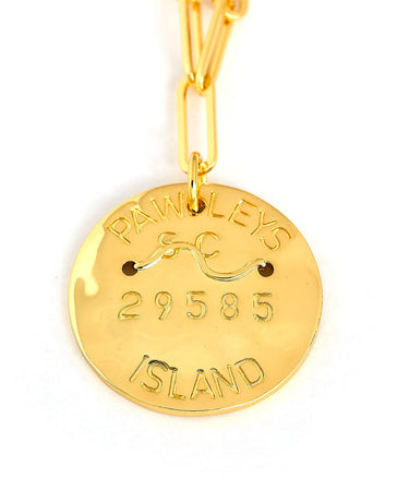 Beach Tag Charm Necklace – 18k Gold Plated - Lisi Lerch