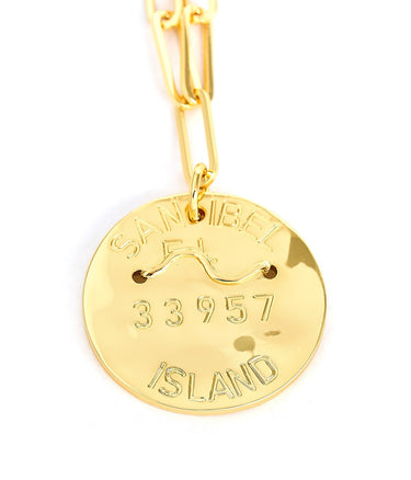 Beach Tag Charm Necklace – 18k Gold Plated - Lisi Lerch