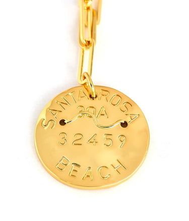 Beach Tag Charm Necklace – 18k Gold Plated - Lisi Lerch