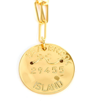 Beach Tag Charm Necklace – 18k Gold Plated - Lisi Lerch