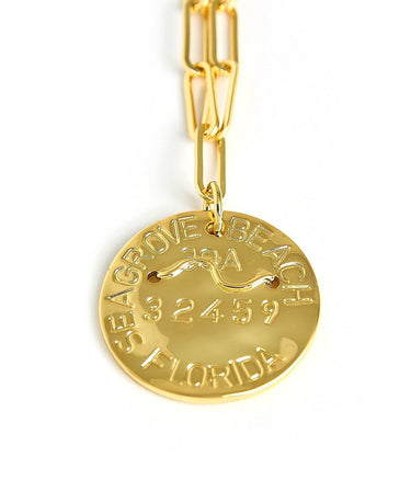 Beach Tag Charm Necklace – 18k Gold Plated - Lisi Lerch