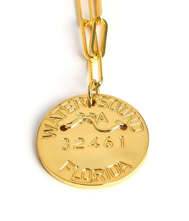 Beach Tag Charm Necklace – 18k Gold Plated - Lisi Lerch
