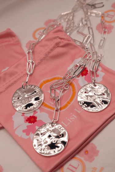 Beach Tag Charm Necklace – Sterling Silver Plated - Lisi Lerch