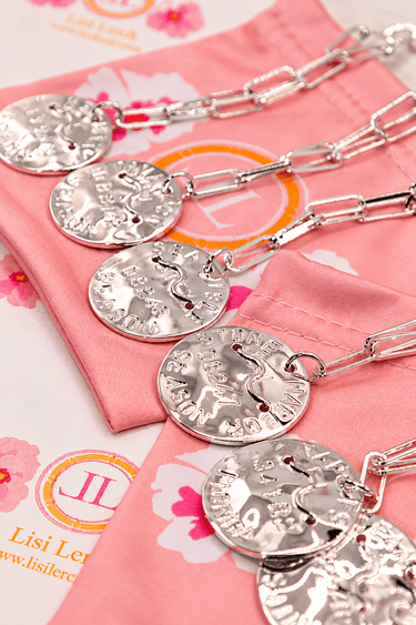 Beach Tag Charm Necklace – Sterling Silver Plated - Lisi Lerch