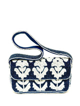 Beaded Blue and White Floral Shoulder Bag- Sample Sale- Final Sale - Lisi Lerch