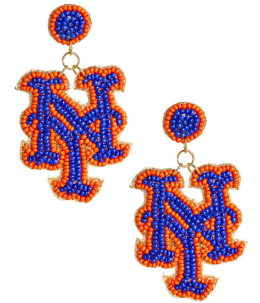 Beaded MLB Earrings - Fabric Backed Earrings - Lisi Lerch