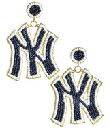 Beaded MLB Earrings - Fabric Backed Earrings - Lisi Lerch