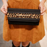 Black Avery Clutch- Black/Cheetah Layer- Small Bamboo Bar - Lisi Lerch