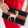 Black Avery -Red/Green/Gold Stripe Band- XL Deer - Lisi Lerch