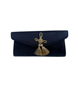 Black Faille Clutch with Gold Tassel- Sample Sale- Final Sale - Lisi Lerch