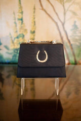 Black Faille Lulu with Gold Handle Handbag - Gold Charms - Lisi Lerch