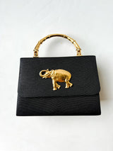 Black Faille Lulu with Gold Handle Handbag - Gold Charms - Lisi Lerch