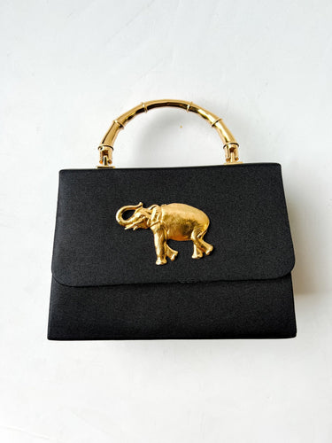 Black Faille Lulu with Gold Handle Handbag - Gold Charms - Lisi Lerch
