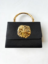 Black Faille Lulu with Gold Handle Handbag - Gold Charms - Lisi Lerch