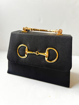 Black Faille Lulu with Gold Handle Handbag - Gold Charms - Lisi Lerch