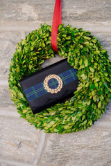 Black Faille Scalloped Ruby - Black Watch Plaid Band - Large Wreath - Lisi Lerch