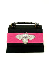 Black Lulu-Black Handle- Pink Velvet Band XL RS Bee- Sample Sale- Final Sale - Lisi Lerch