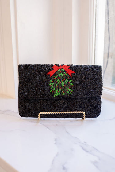 Black Mistletoe - Beaded Clutch - Lisi Lerch