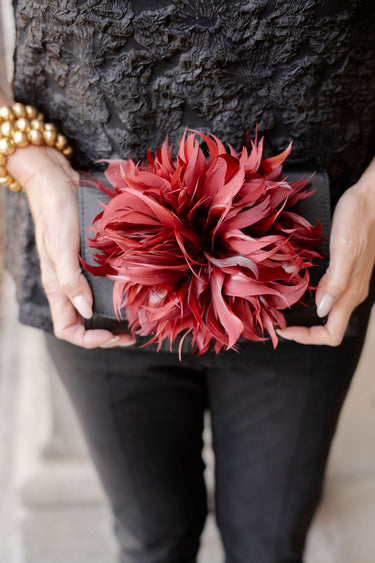 Black Scallop Ruby - Feather Clutch - Lisi Lerch