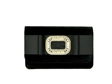 Black Velvet Ruby Clutch- Black Flat Bow- RS Buckle - Lisi Lerch