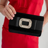 Black Velvet Ruby Clutch- Black Flat Bow- RS Buckle - Lisi Lerch
