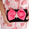 Black Velvet Ruby Clutch- Pink Satin Bow- Silver Disco Tree - Lisi Lerch