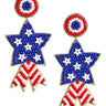 Blue Star Beaded Earrings - RED WHITE & BLUE - Lisi Lerch