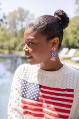 Blue Star Beaded Earrings - RED WHITE & BLUE - Lisi Lerch