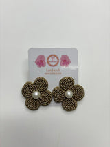 Bronze Beaded Clover Fabric Earring - Sample Sale Final Sale - Lisi Lerch