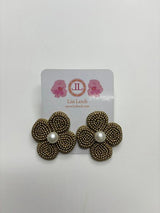 Bronze Beaded Clover Fabric Earring - Sample Sale Final Sale - Lisi Lerch