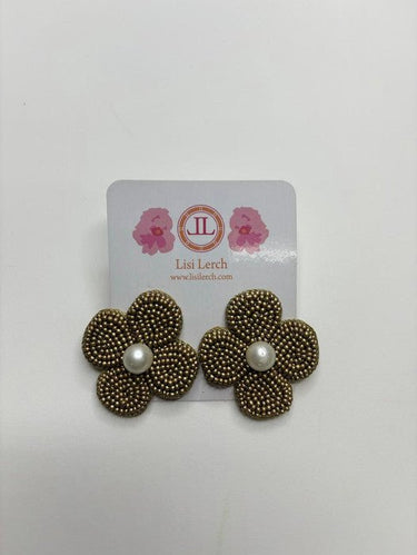Bronze Beaded Clover Fabric Earring - Sample Sale Final Sale - Lisi Lerch