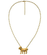 Bulldog - 3D Gold Charm Necklace - 18k Gold Plated - Paperclip Chain - Lisi Lerch